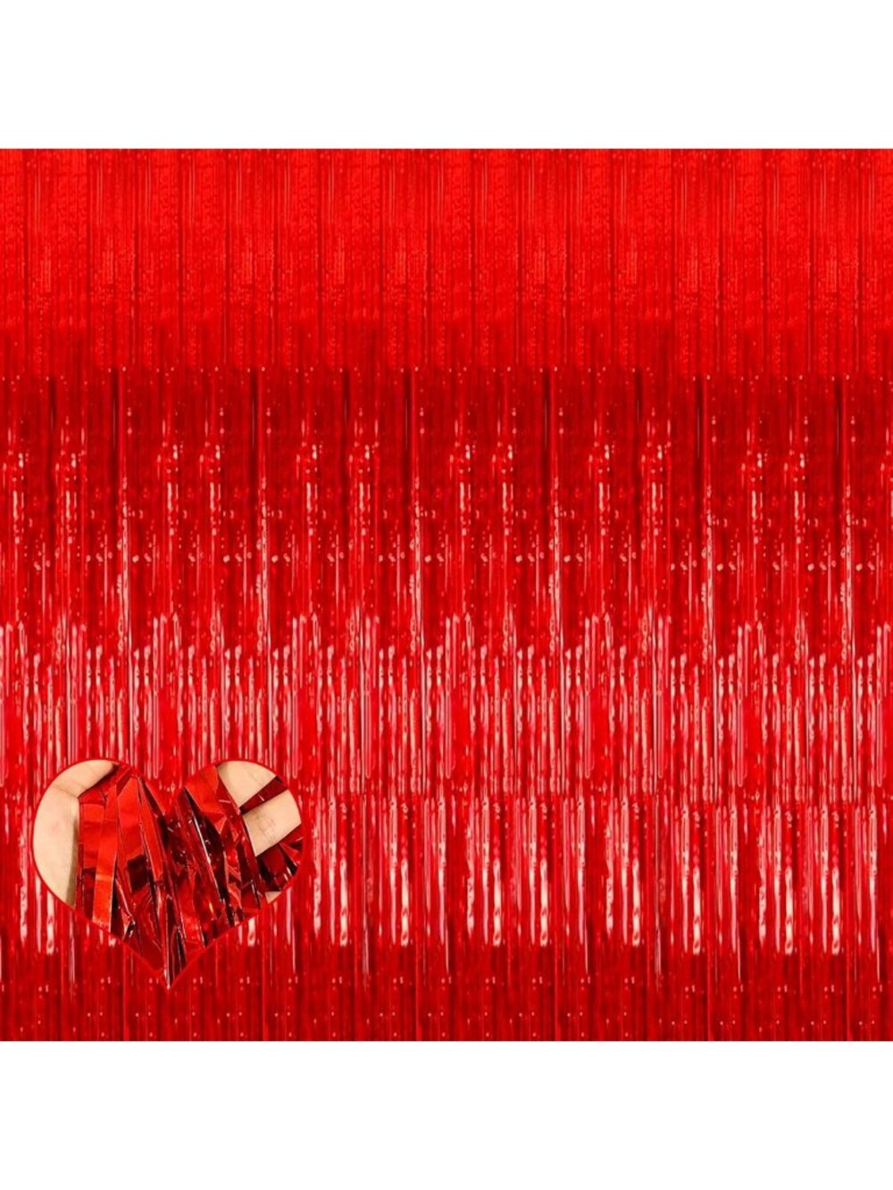 4 Pack Metallic Red Fringe Curtain Backdrop - 3.2ft x 9.8ft Tinsel Streamers for